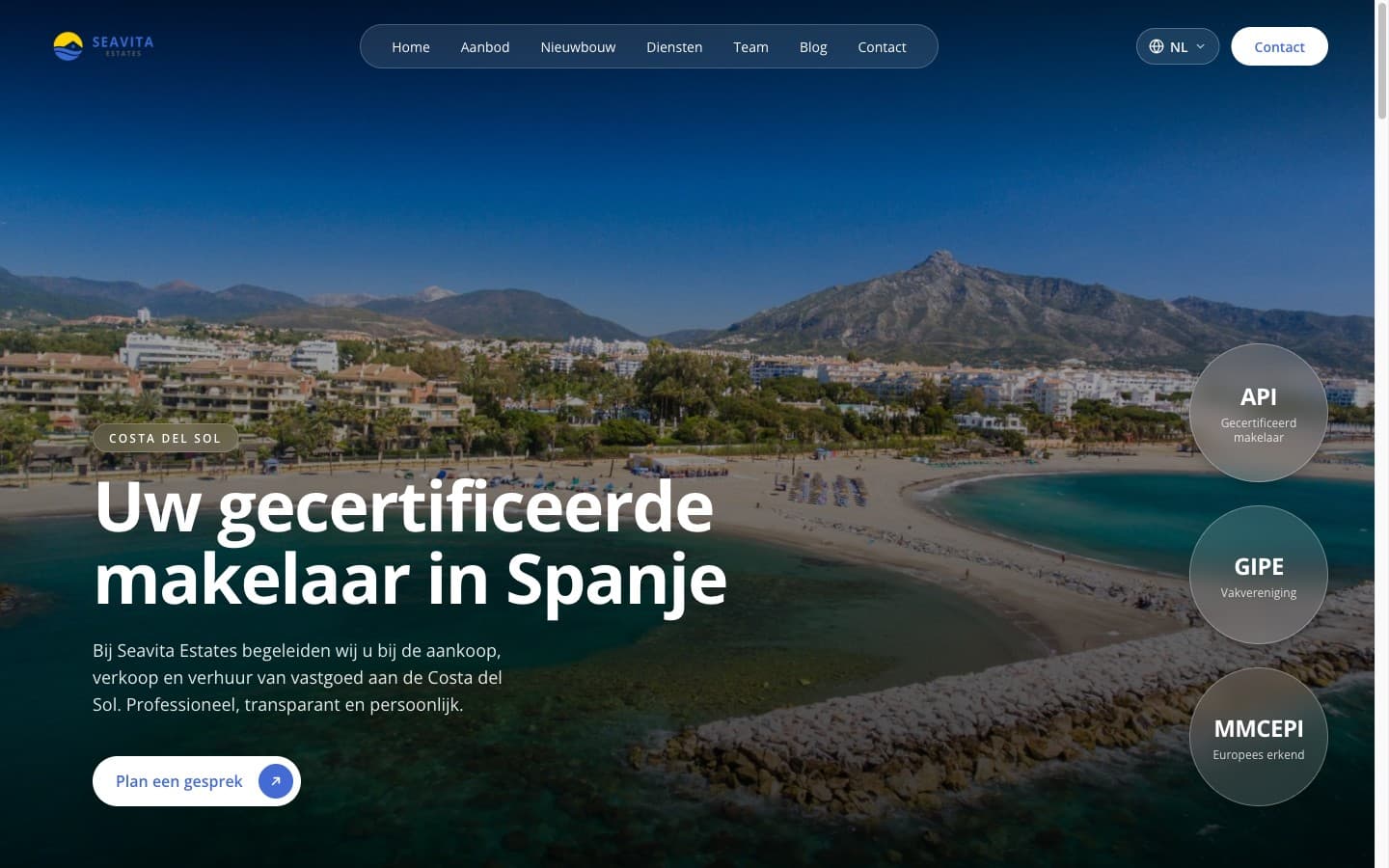 De website van Seavita Estate